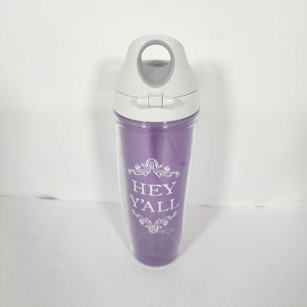 Tervis 24 Oz Purple Hey Y'all Insulated Tumbler Flip Lid Travel Cup
